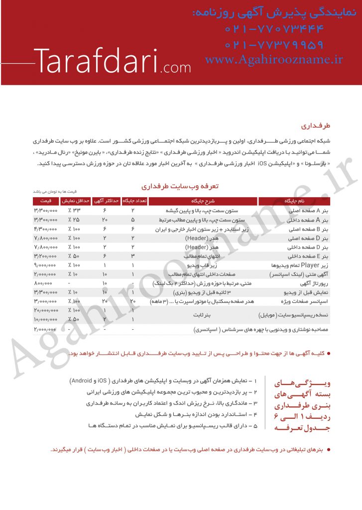 تعرفه طرفداری
